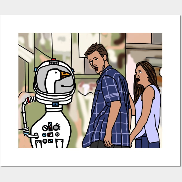 Distracted Boyfriend Space Squadron Leader Goose Wall Art by ellenhenryart